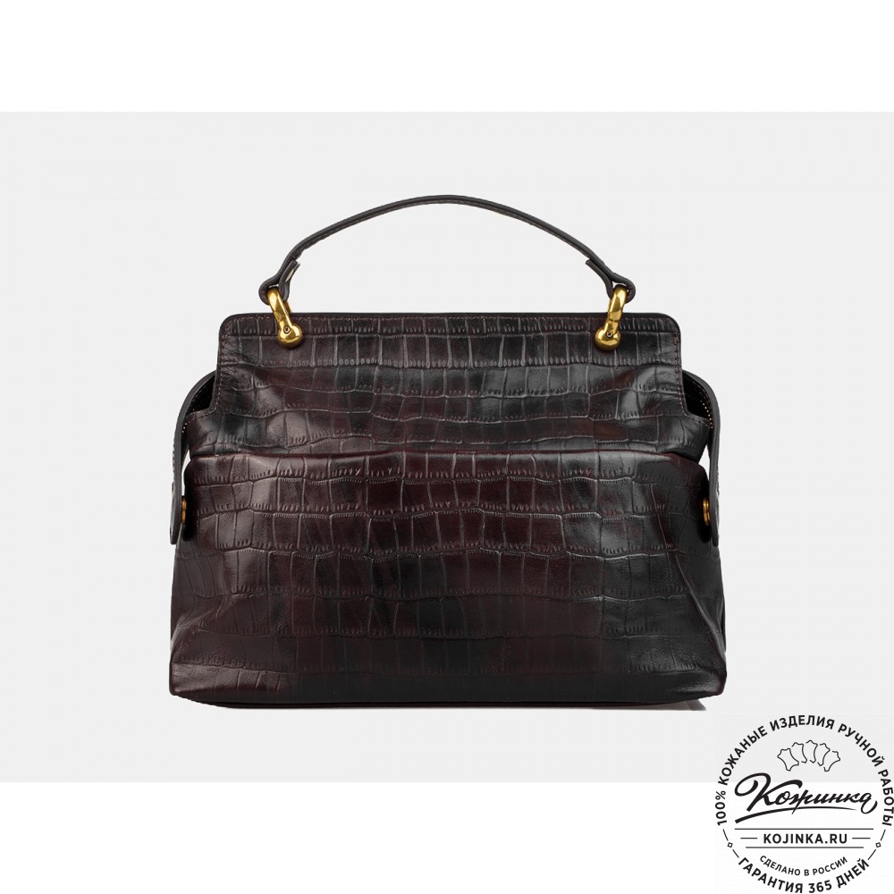 Женская кожаная сумка "Орнелла" (коричневый кроко)